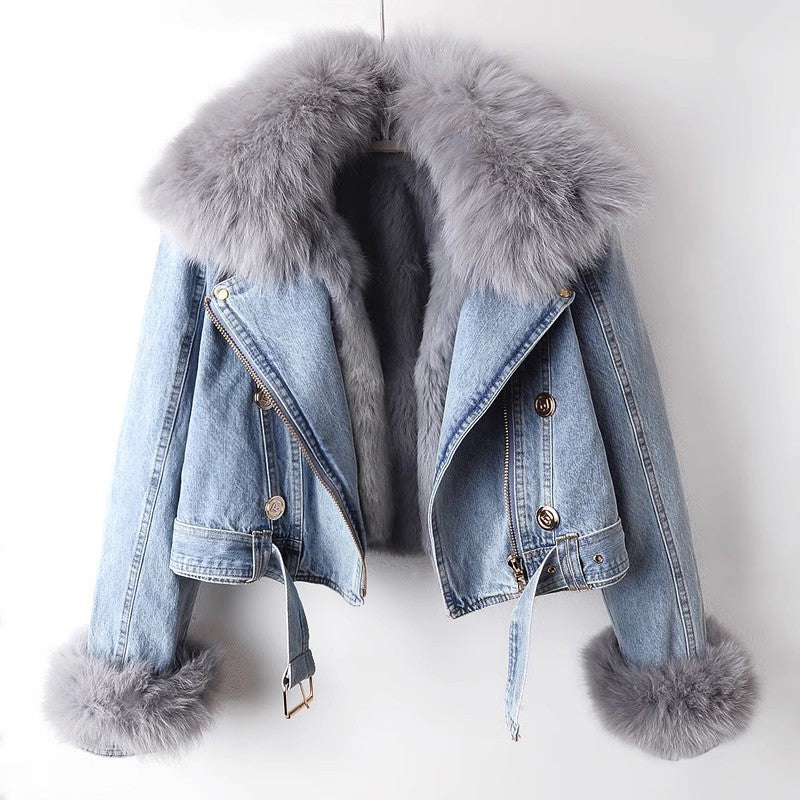 OLIVIA KLEIN DENIM FUR COAT