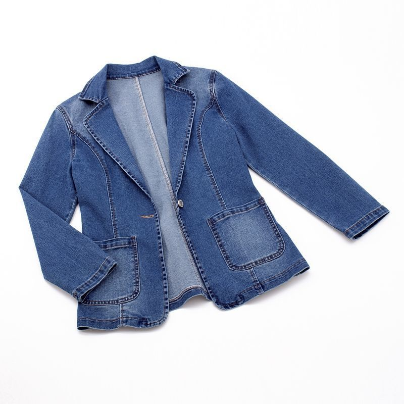 L'ATERIBÉLLE CLASSIC WAISTED DENIM BLAZER