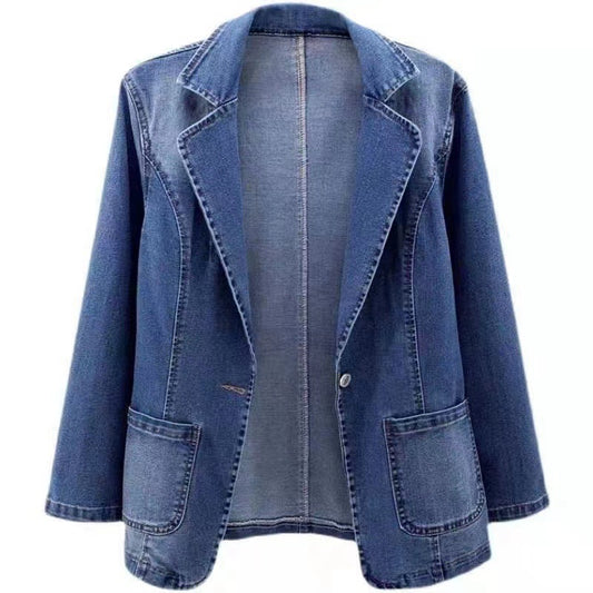 L'ATERIBÉLLE CLASSIC WAISTED DENIM BLAZER