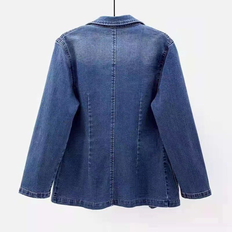 L'ATERIBÉLLE CLASSIC WAISTED DENIM BLAZER